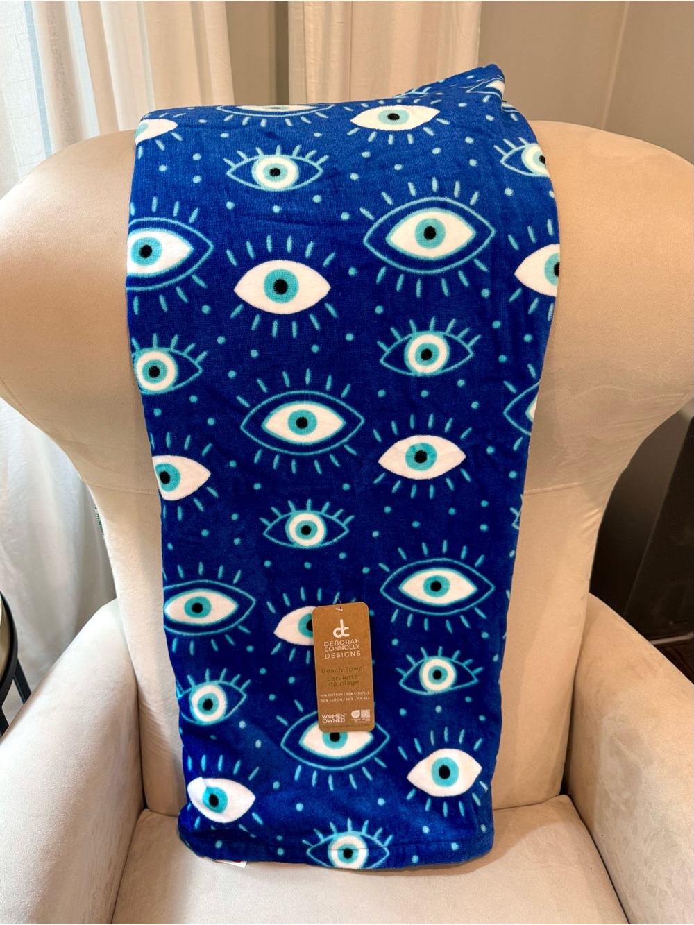 Blue Evil Eye 🧿 Beach towel perfect for pool side travel 68” NWT